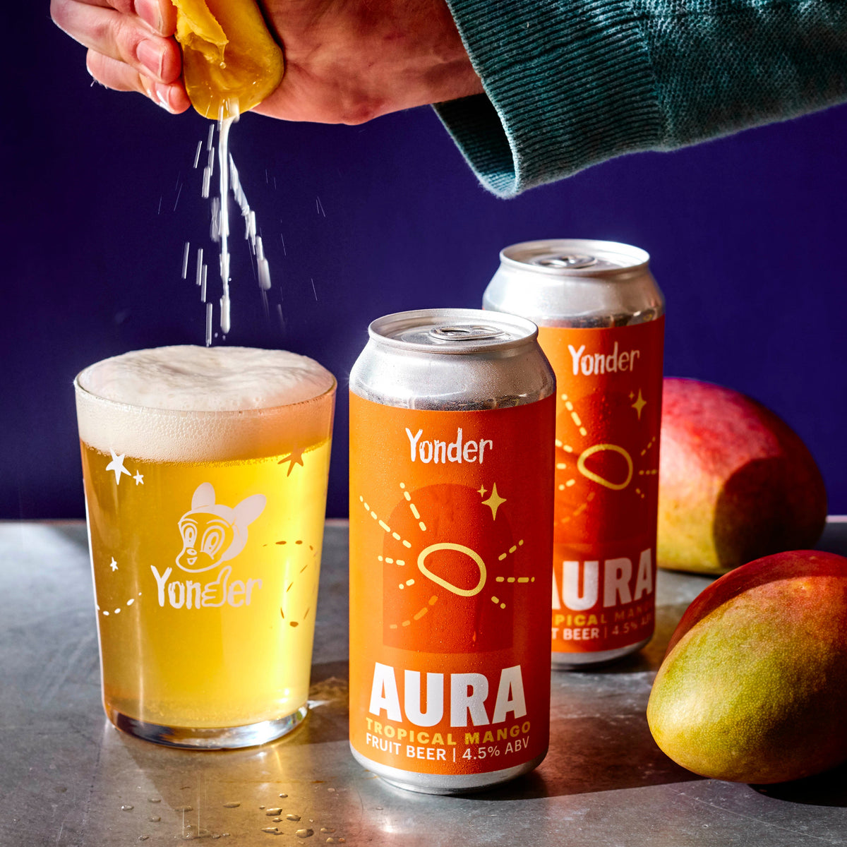 OLD: Aura: Tropical Mango. Fruit Beer with Good Vibes Only.