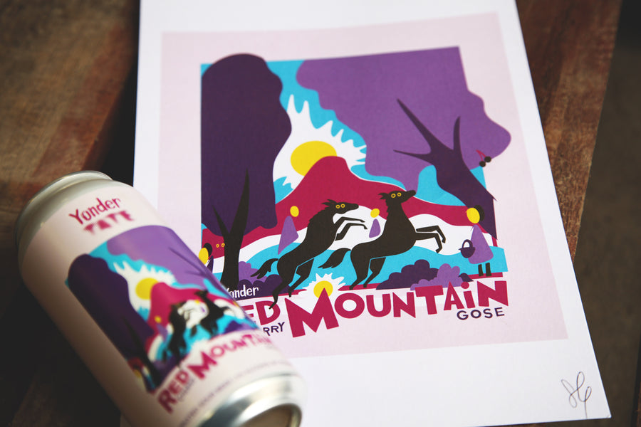 Red Cherry Mountain Gose (with Tate Modern) - 440ml can + Limited Edition Signed A4 Print